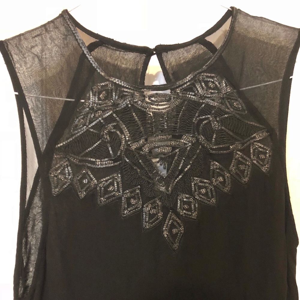 Beaded top black maxi dress
